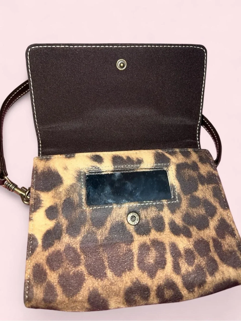 Leopard Print Shoulder Bag - Brown